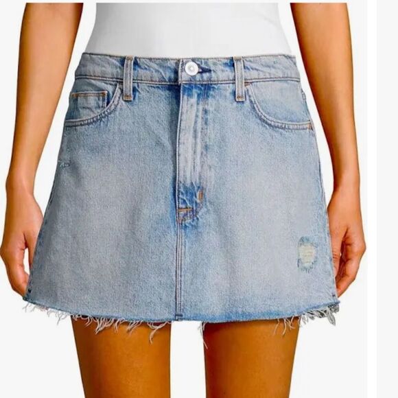 HUDSON JEANS Vivid Distressed Denim Mini Skirt 28 - Picture 1 of 7